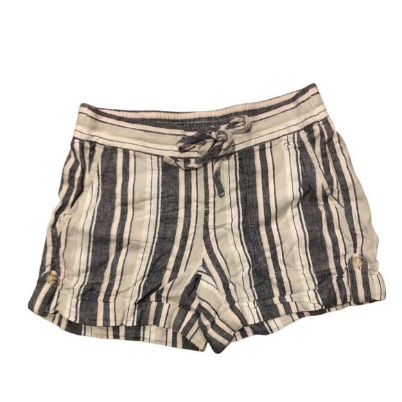 Calvin Klein striped linen blend elastic waist side pockets shorts size 2 - Picture 1 of 10